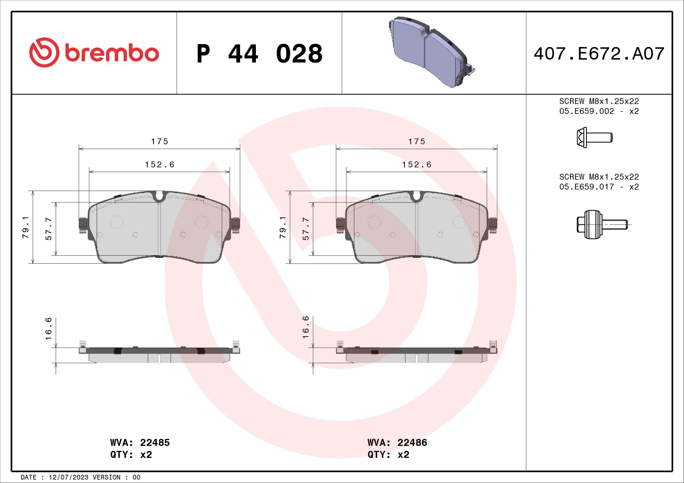 BREMBO Sada brzdových doštičiek P 44 028