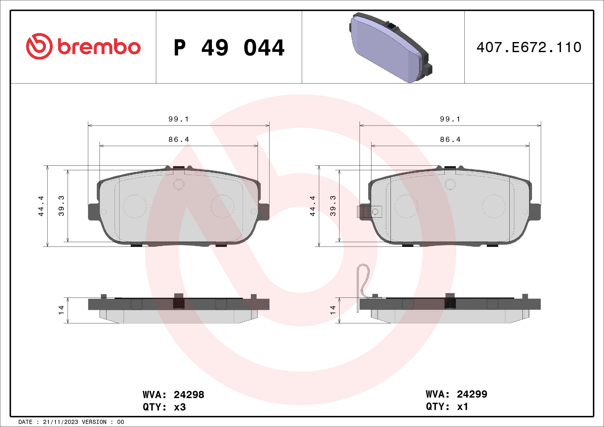 BREMBO Súprava brzdových doštičiek P 49 044