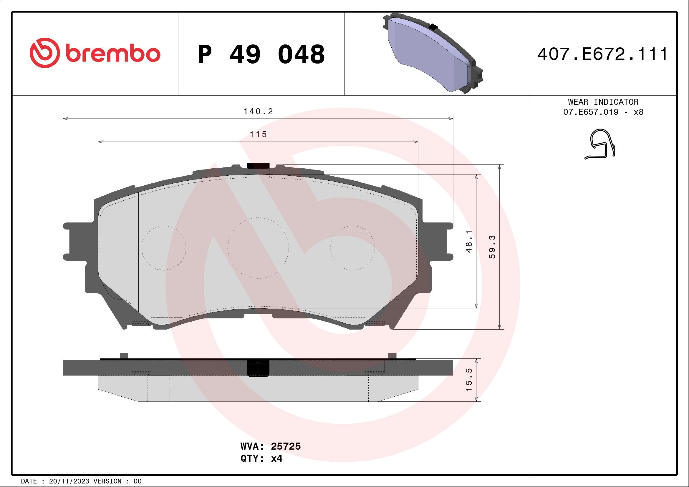 BREMBO Súprava brzdových doštičiek P 49 048