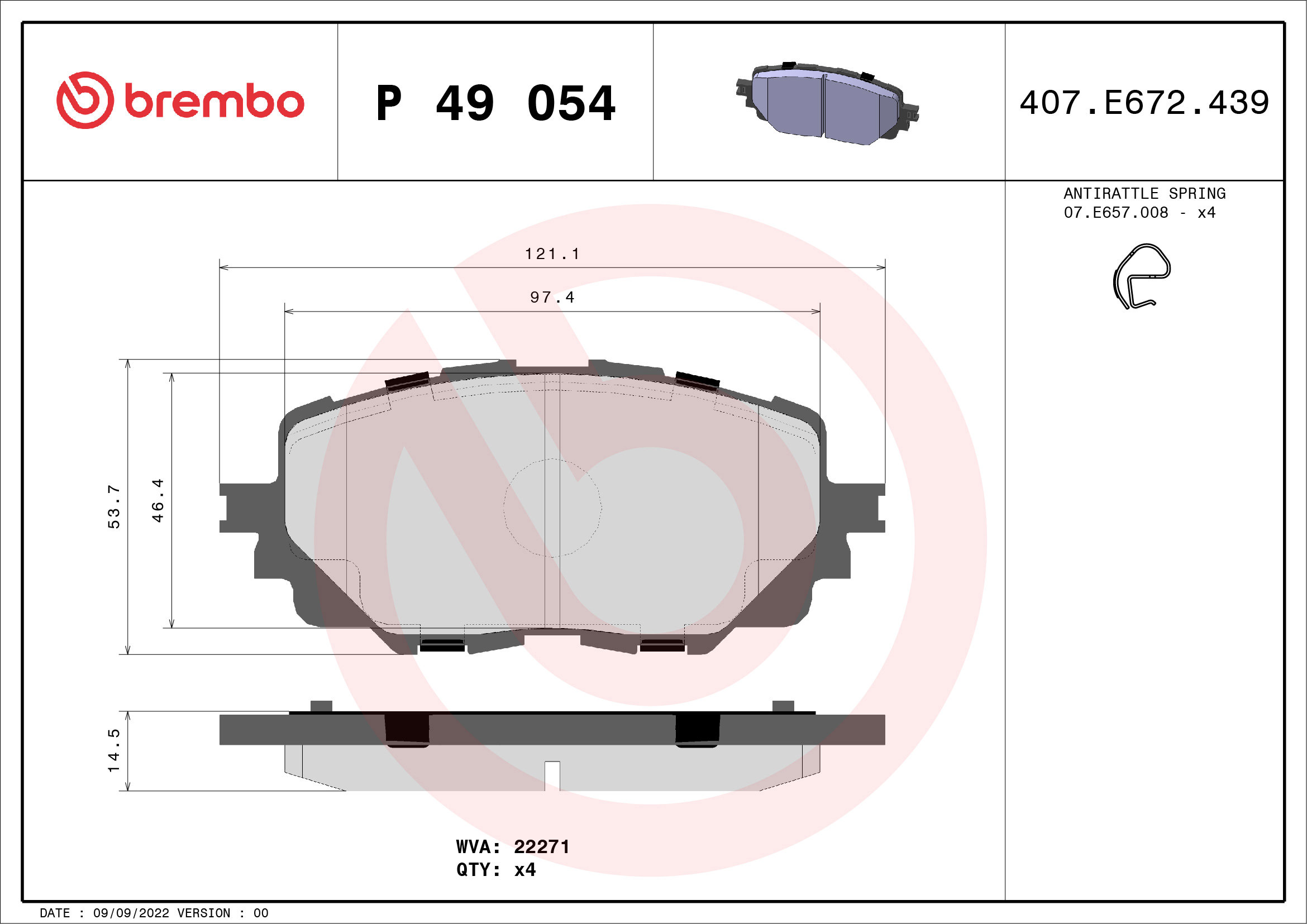 BREMBO Súprava brzdových doštičiek P 49 054