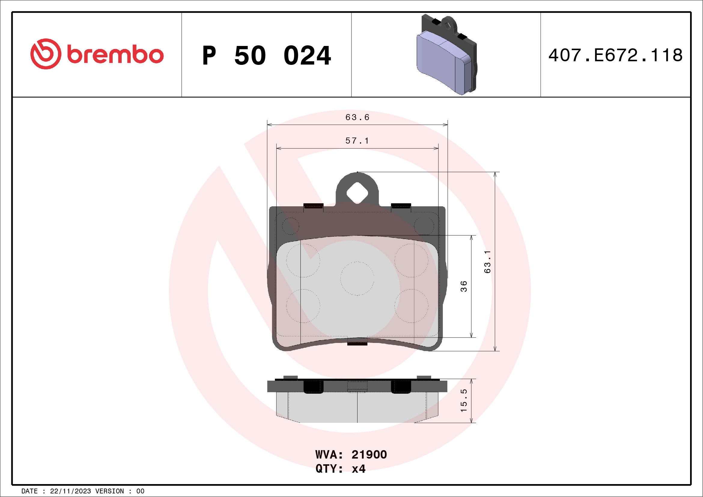 BREMBO Sada brzdových doštičiek P 50 024
