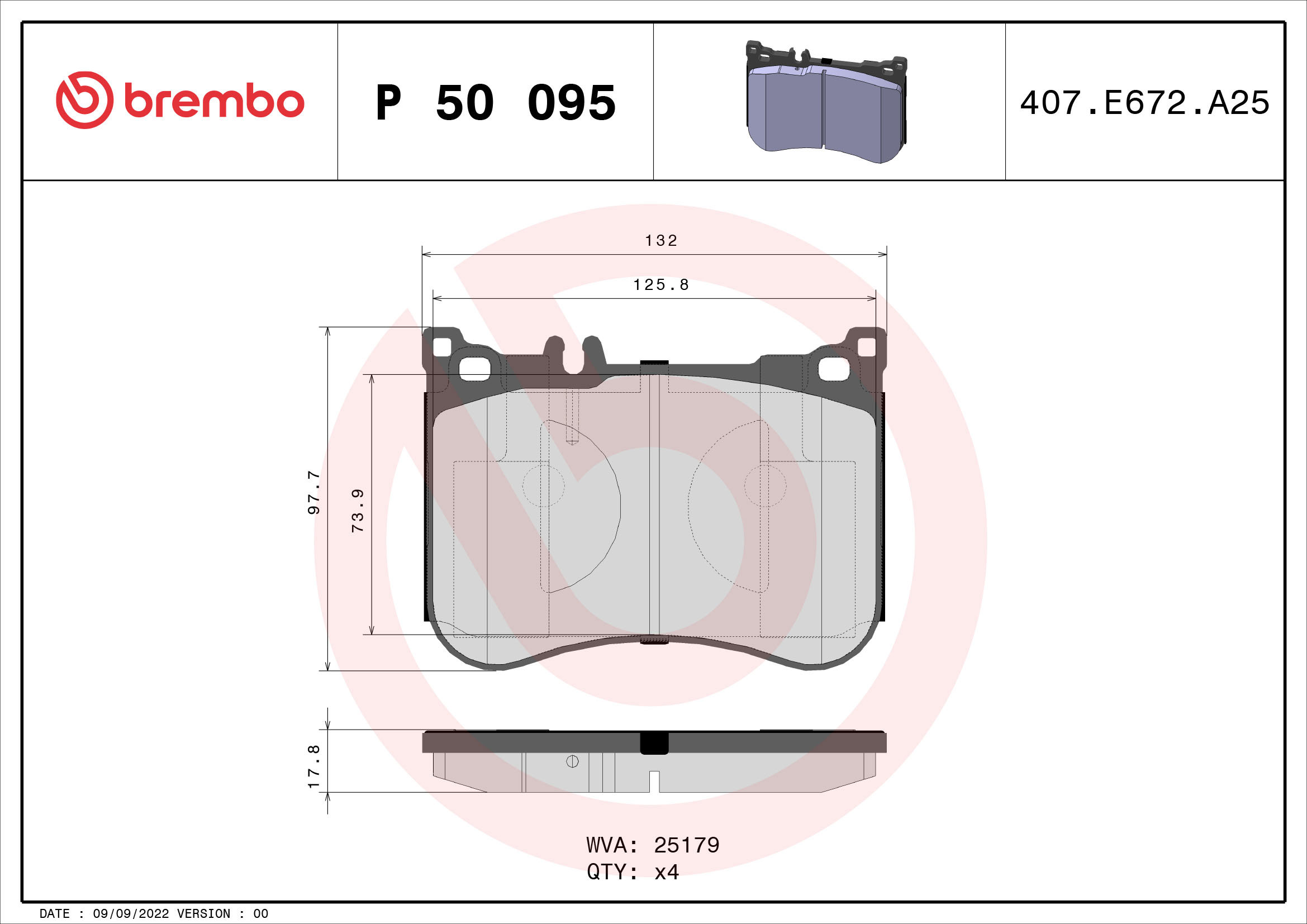 BREMBO Sada brzdových doštičiek P 50 095