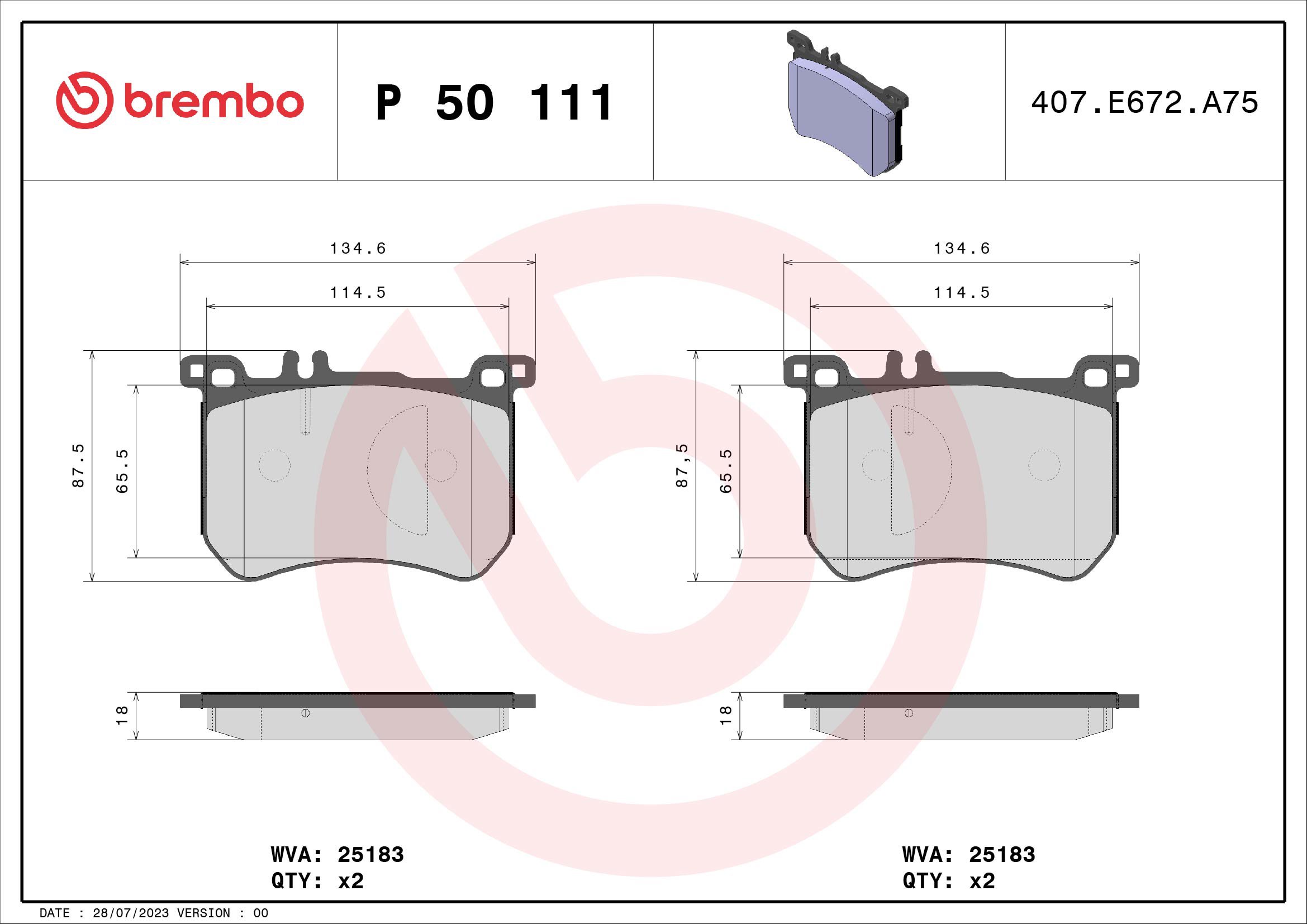 BREMBO Sada brzdových doštičiek P 50 111