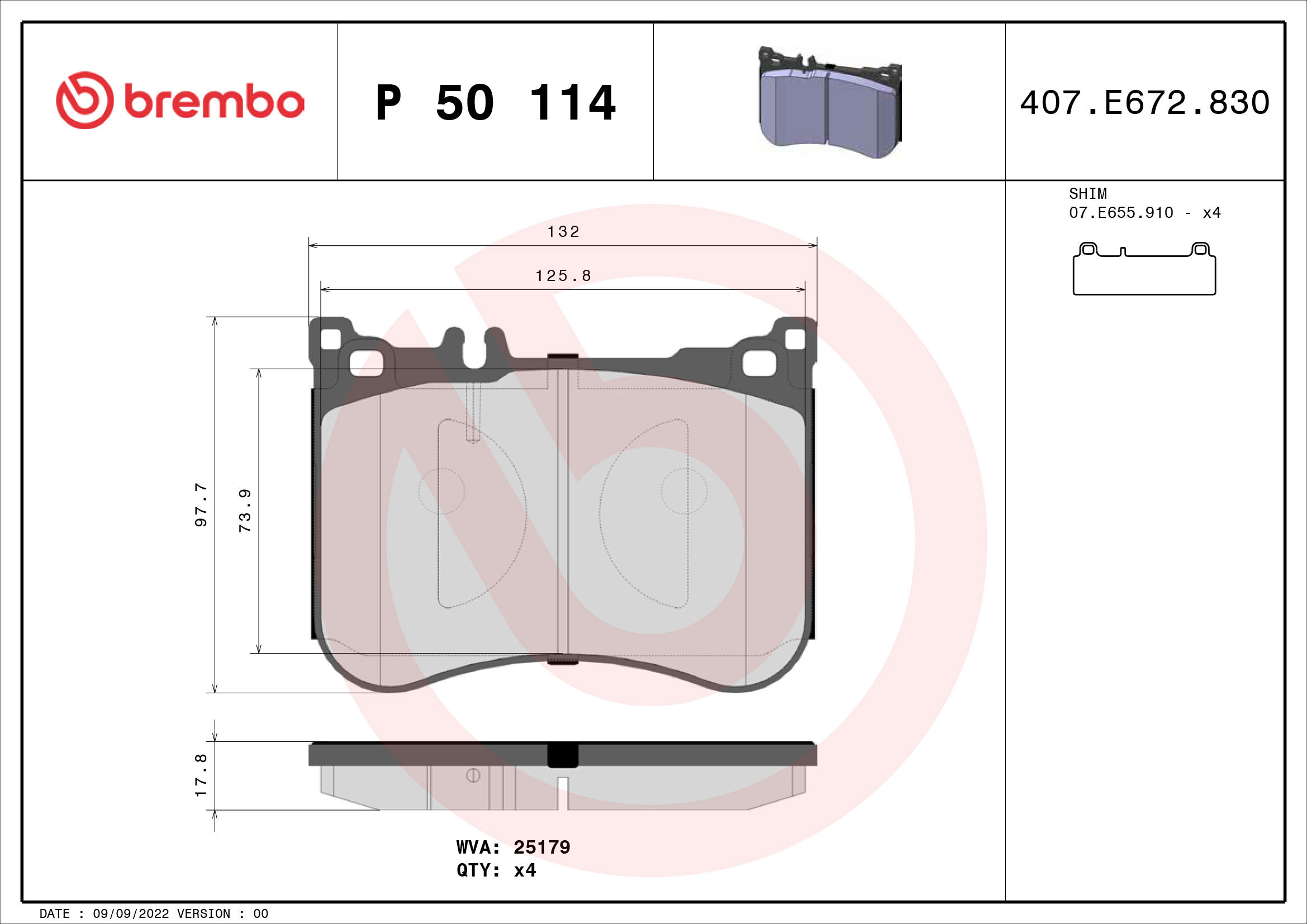 BREMBO Sada brzdových doštičiek P 50 114
