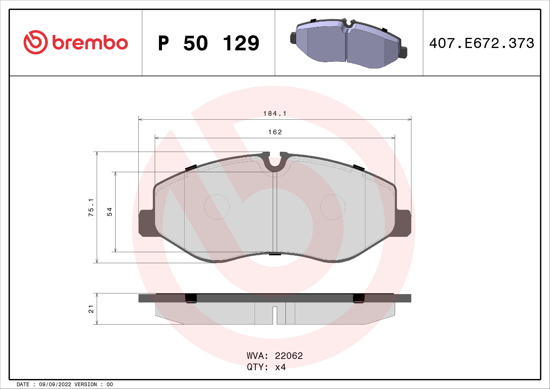 BREMBO Sada brzdových doštičiek P 50 129