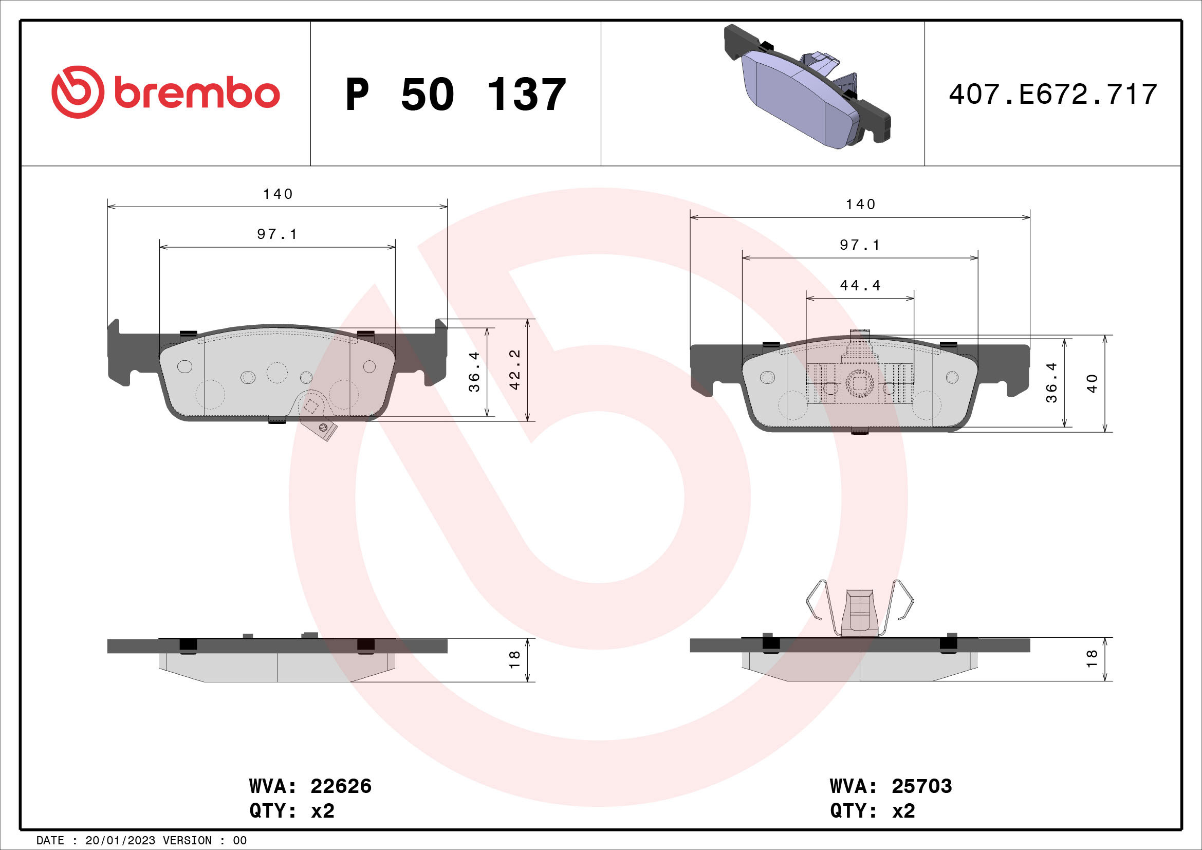 BREMBO Sada brzdových doštičiek P 50 137