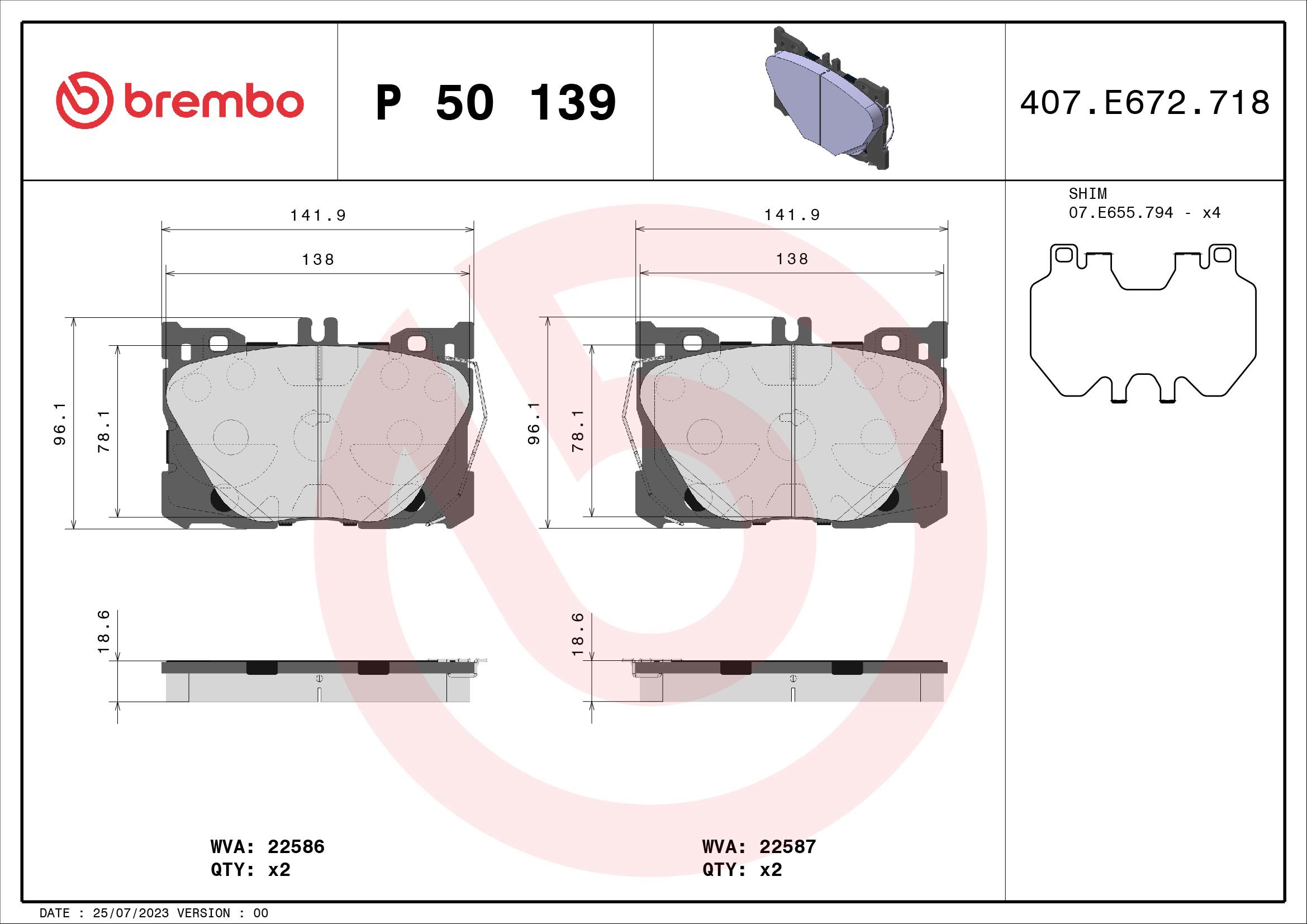 BREMBO Sada brzdových doštičiek P 50 139
