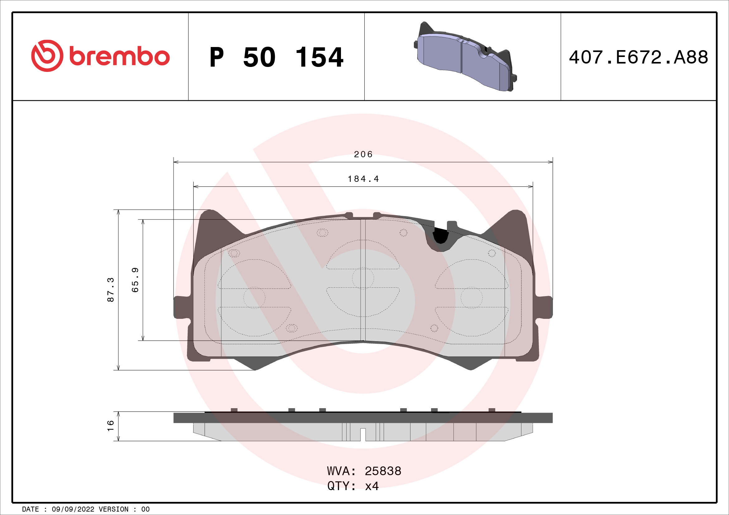BREMBO Sada brzdových doštičiek P 50 154