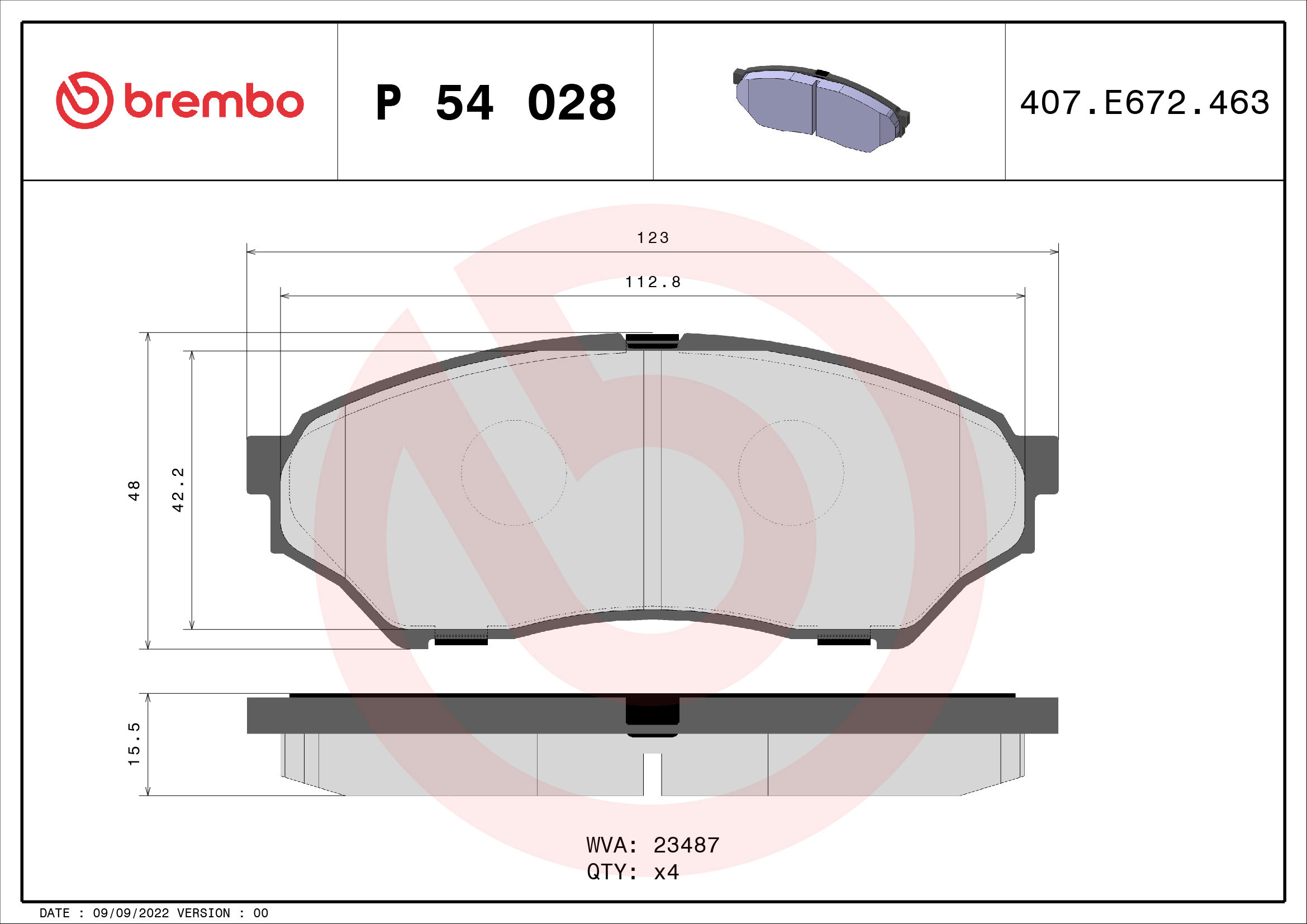 BREMBO Súprava brzdových doštičiek P 54 028