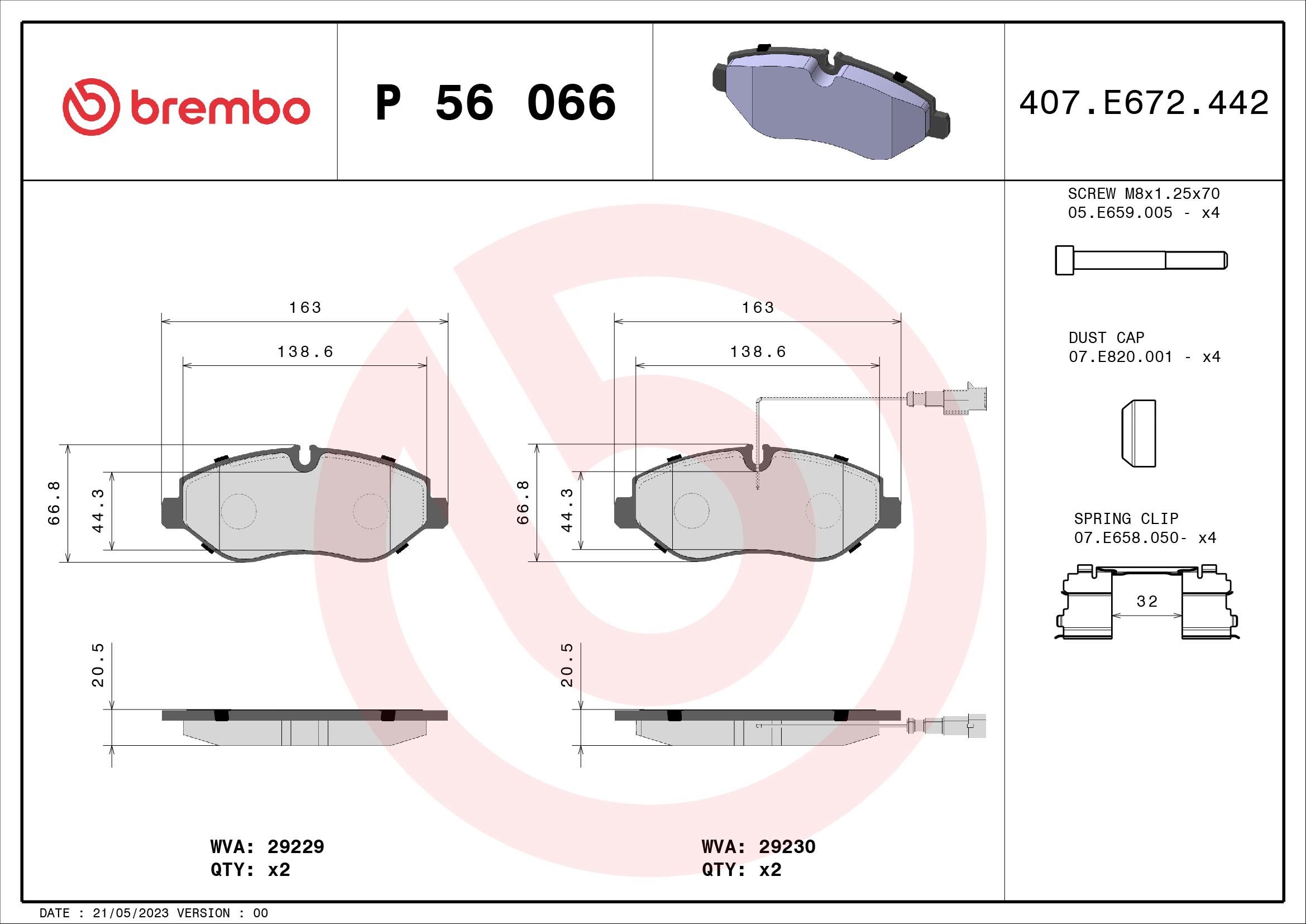 BREMBO Sada brzdových doštičiek P 56 066