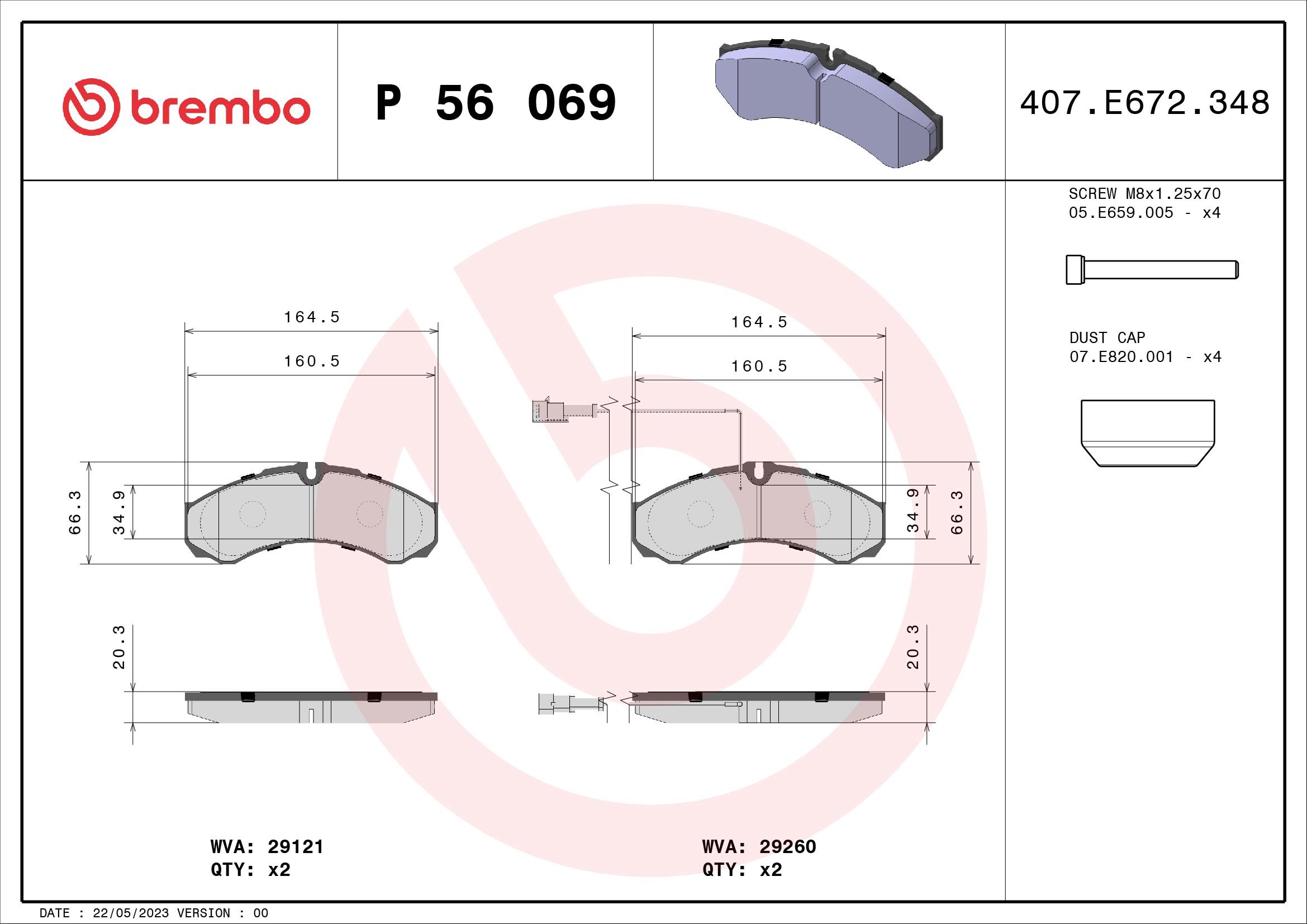 BREMBO Sada brzdových doštičiek P 56 069