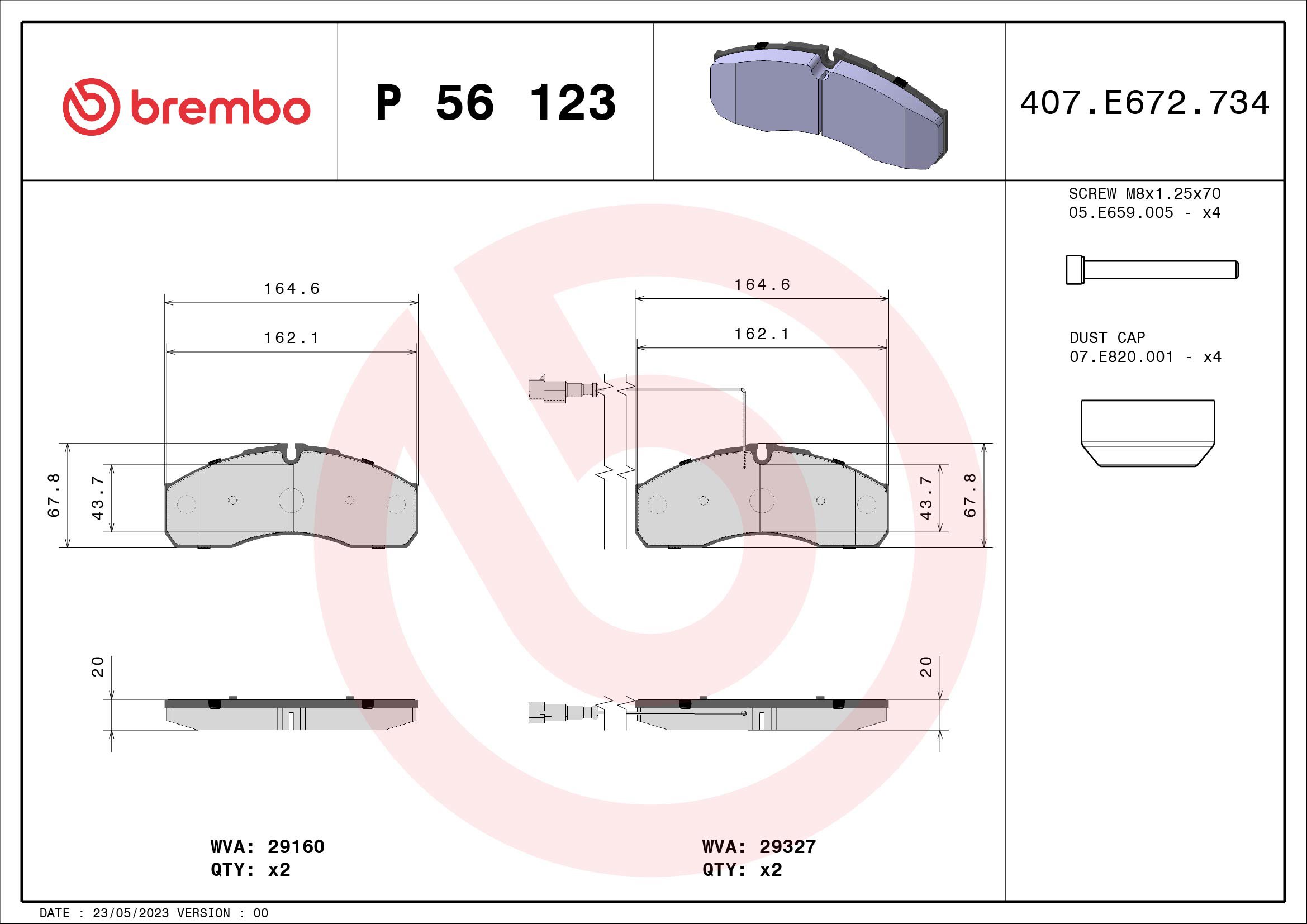 BREMBO Súprava brzdových doštičiek P 56 123