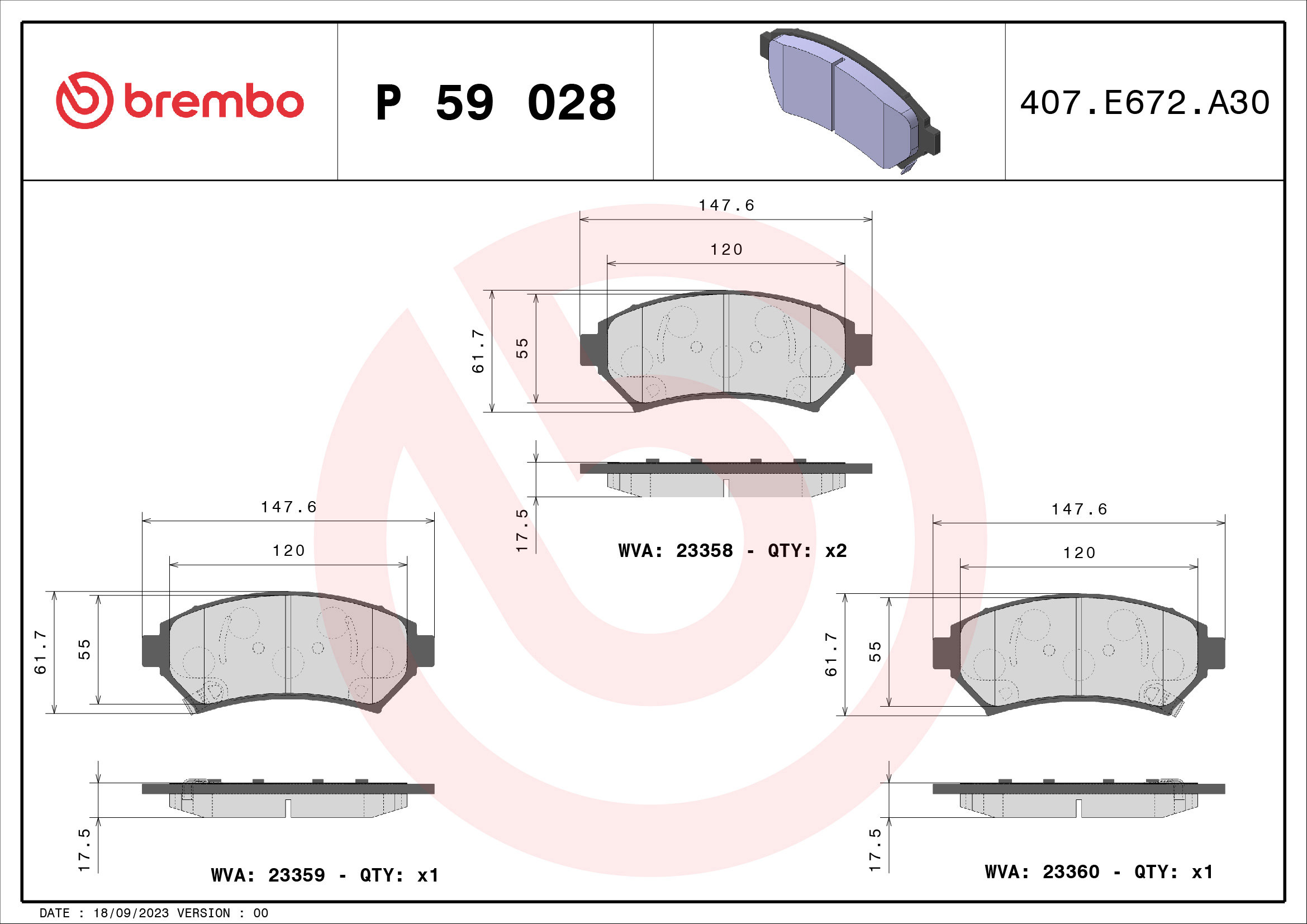BREMBO Súprava brzdových doštičiek P 59 028