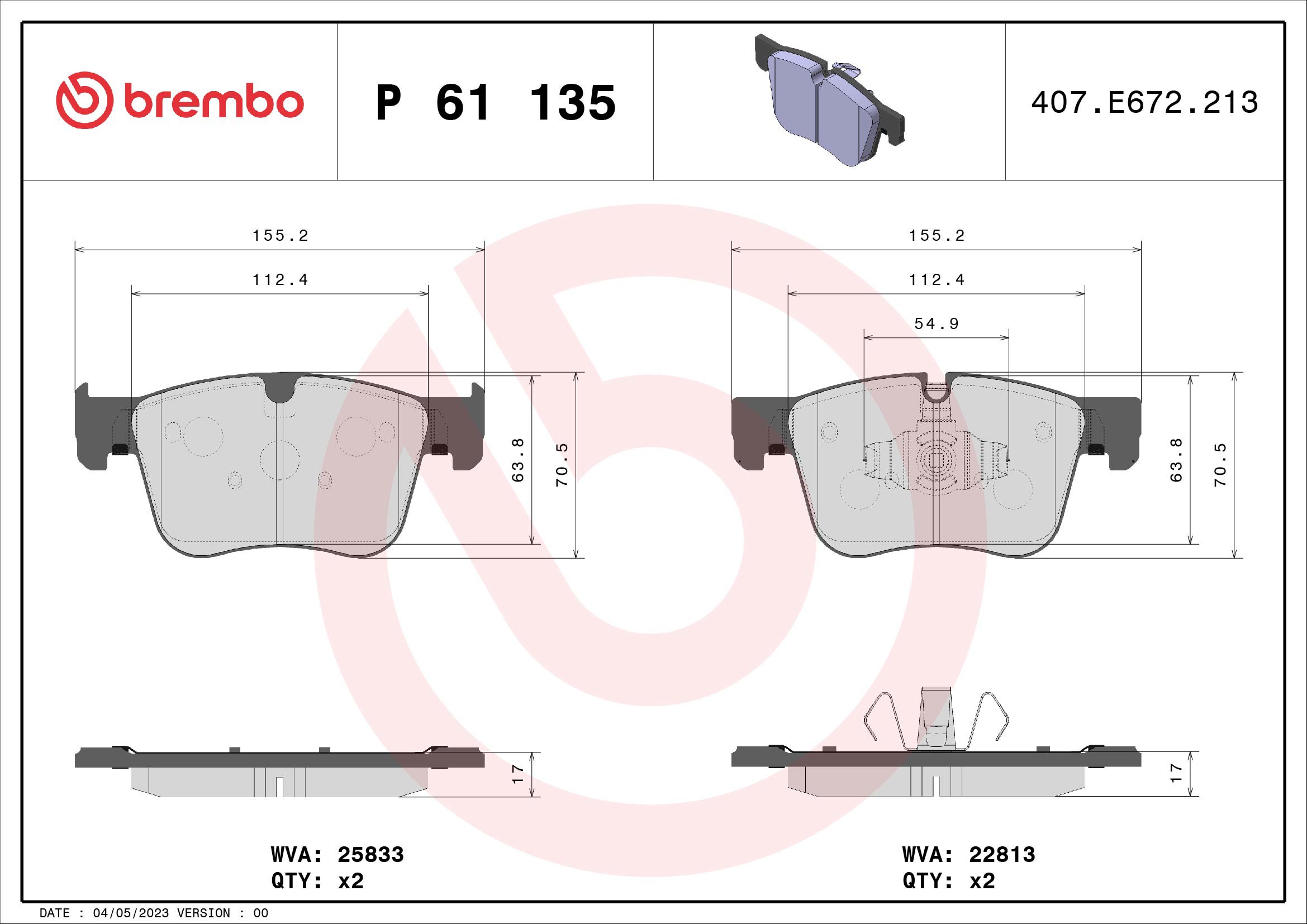 BREMBO Sada brzdových doštičiek P 61 135