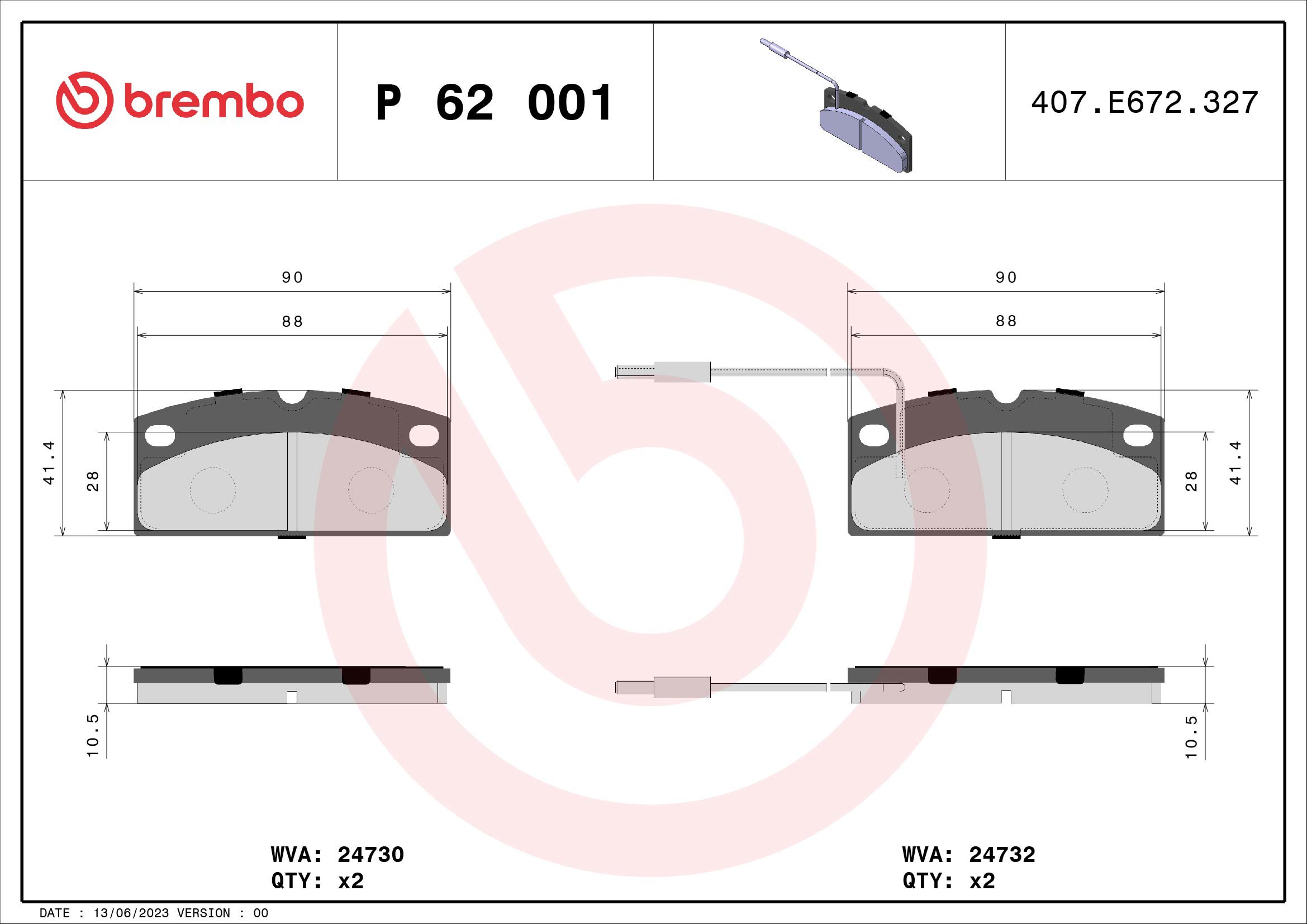 BREMBO Sada brzdových doštičiek P 62 001