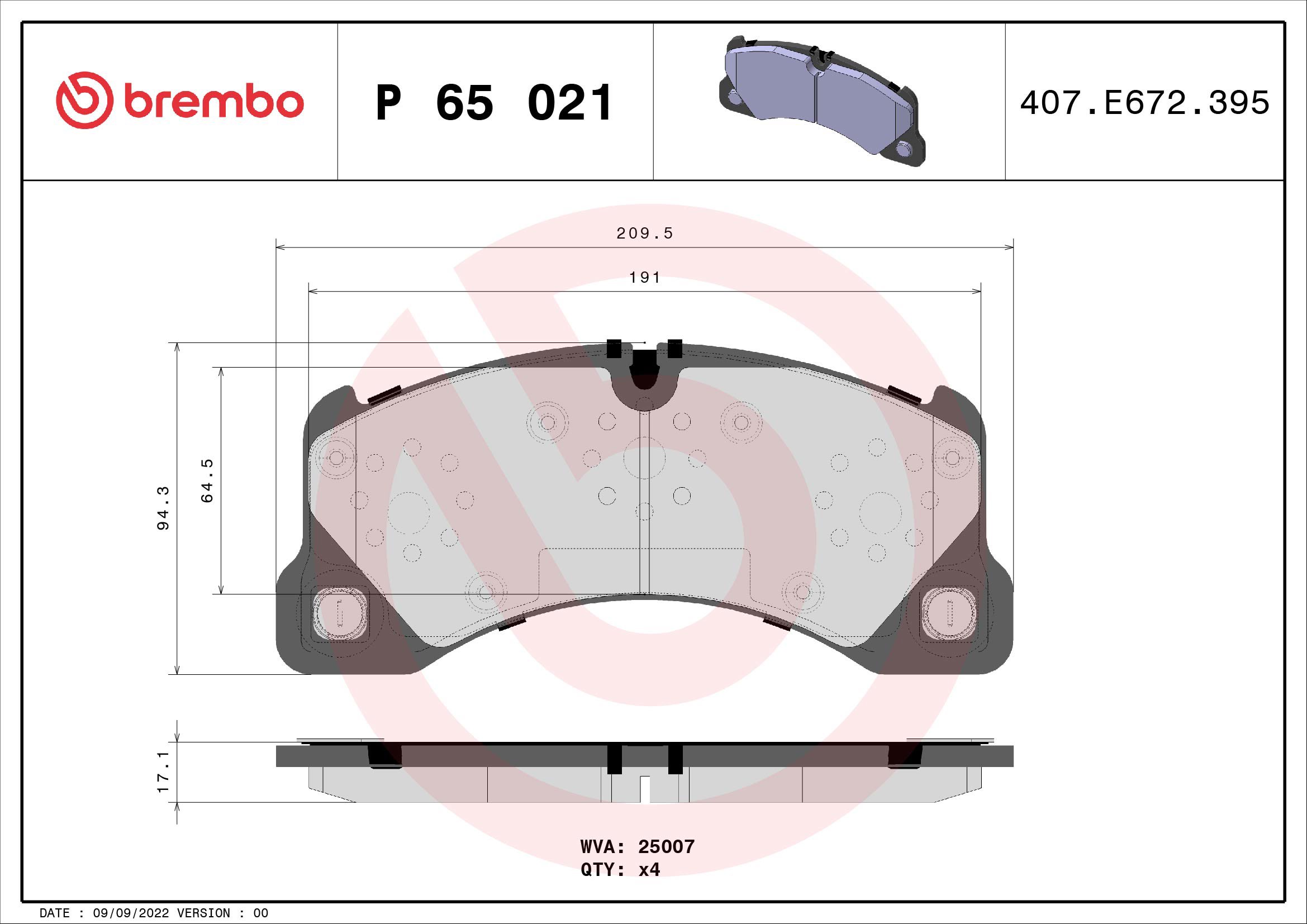 BREMBO Sada brzdových doštičiek P 65 021