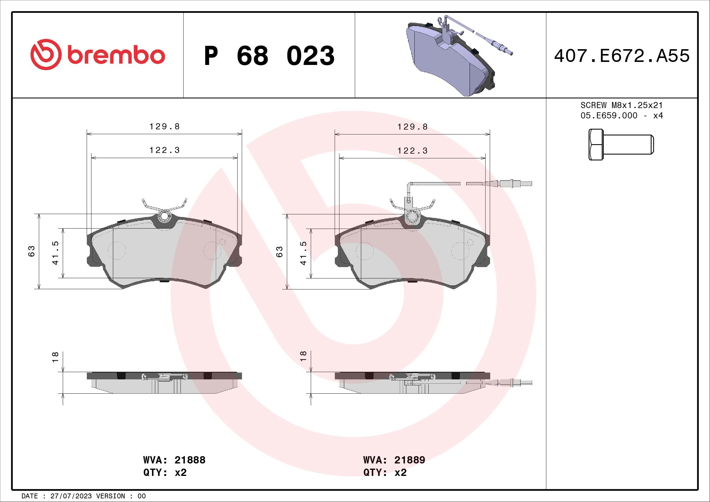 BREMBO Sada brzdových doštičiek P 68 023