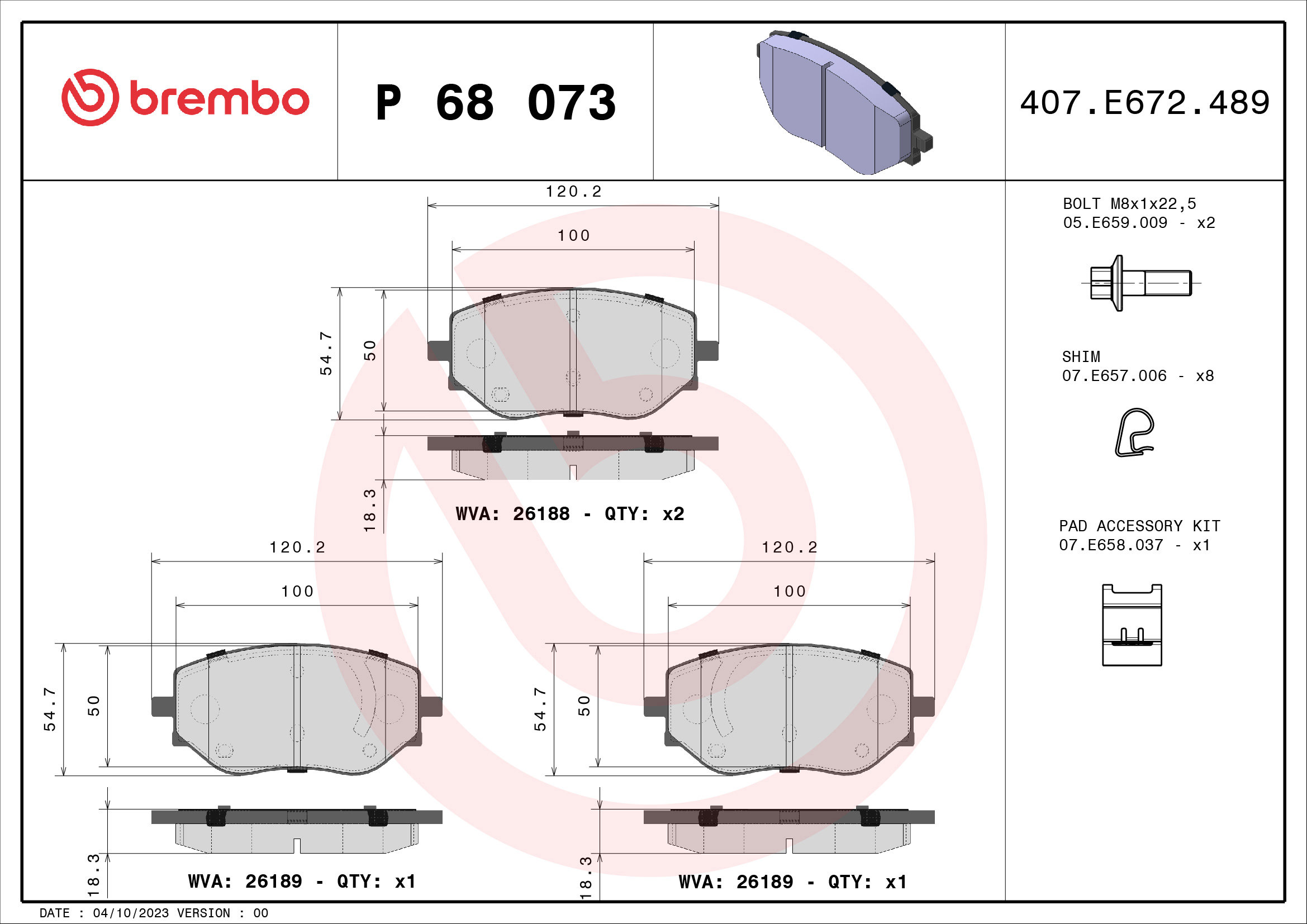 BREMBO Sada brzdových doštičiek P 68 073