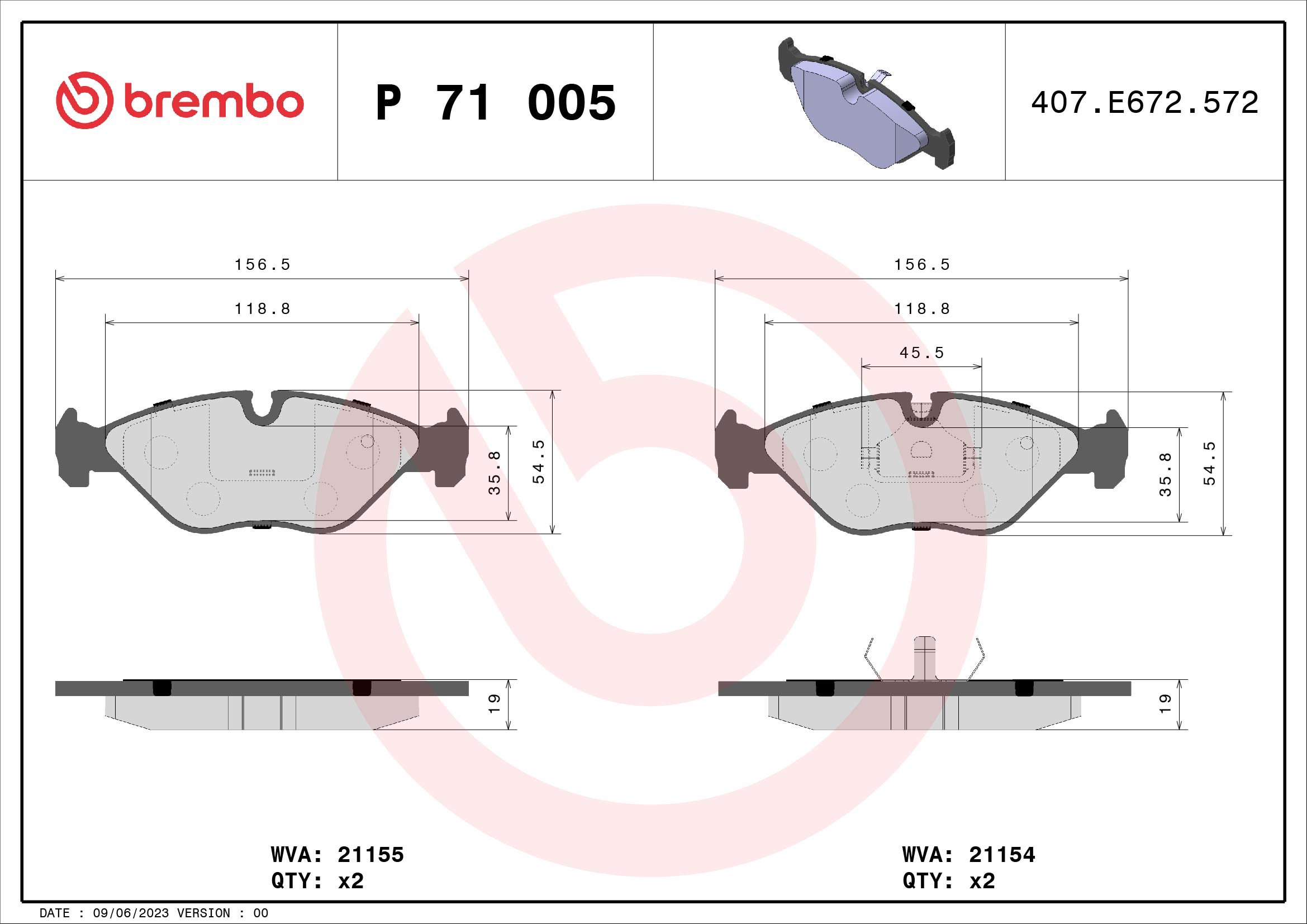 BREMBO Sada brzdových doštičiek P 71 005