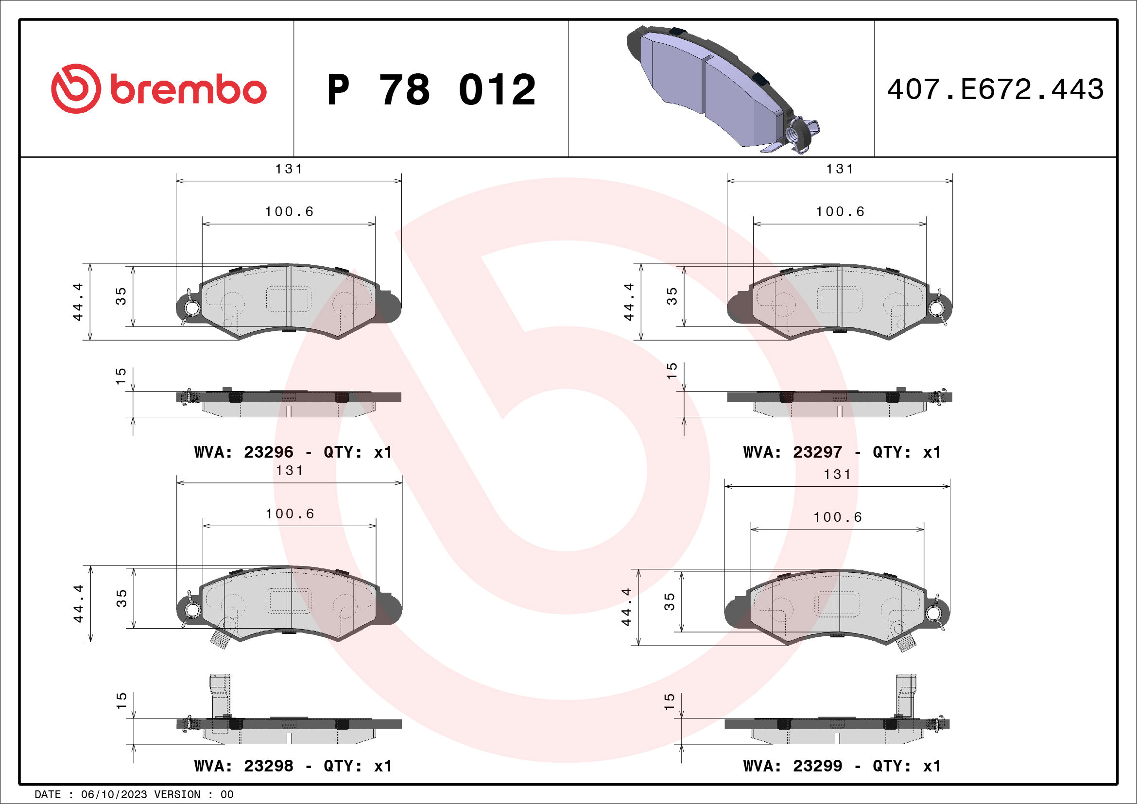 BREMBO Sada brzdových doštičiek P 78 012