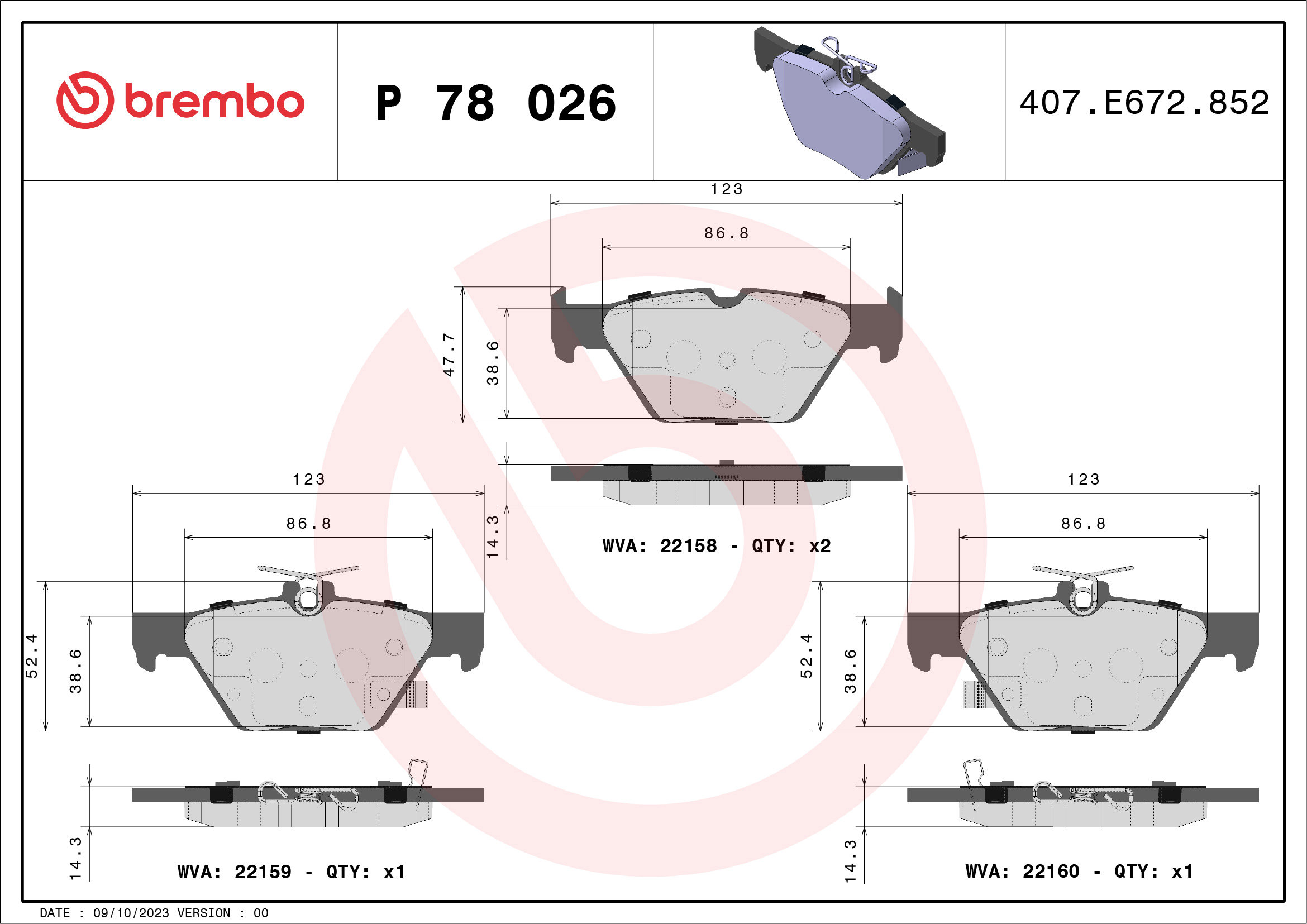 BREMBO Sada brzdových doštičiek P 78 026