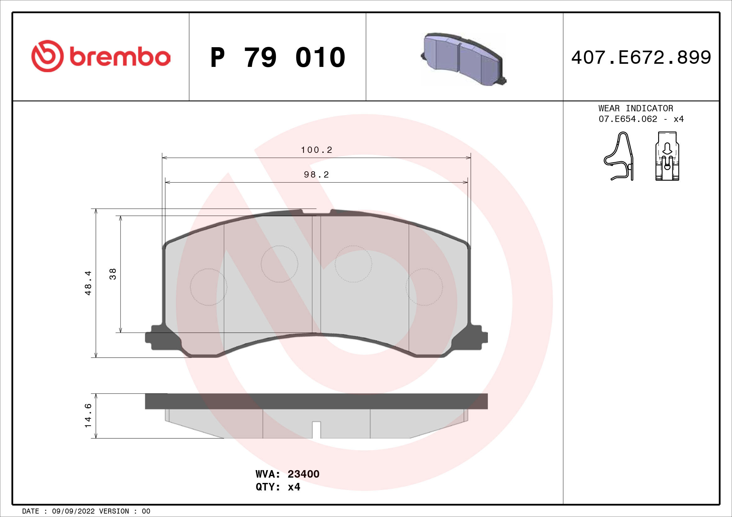 BREMBO Sada brzdových doštičiek P 79 010