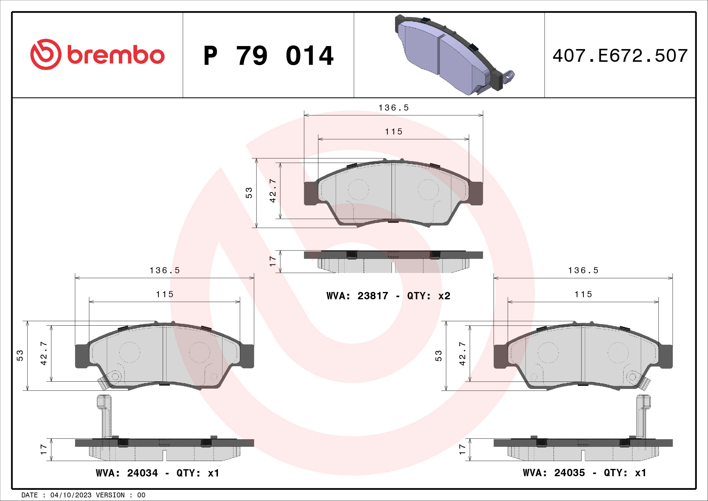BREMBO Sada brzdových doštičiek P 79 014