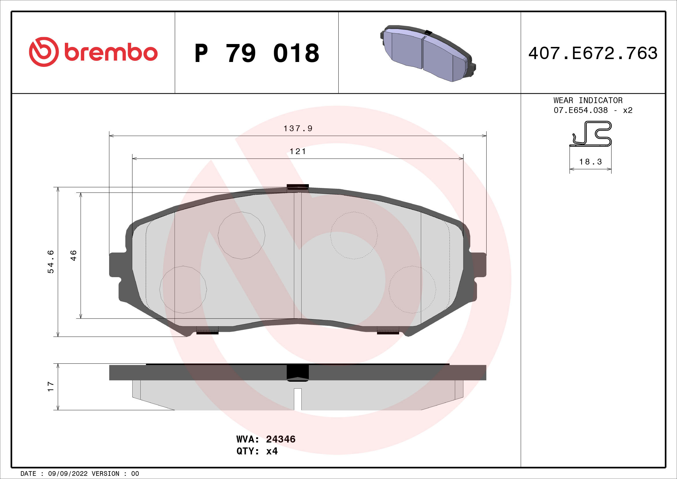 BREMBO Sada brzdových doštičiek P 79 018