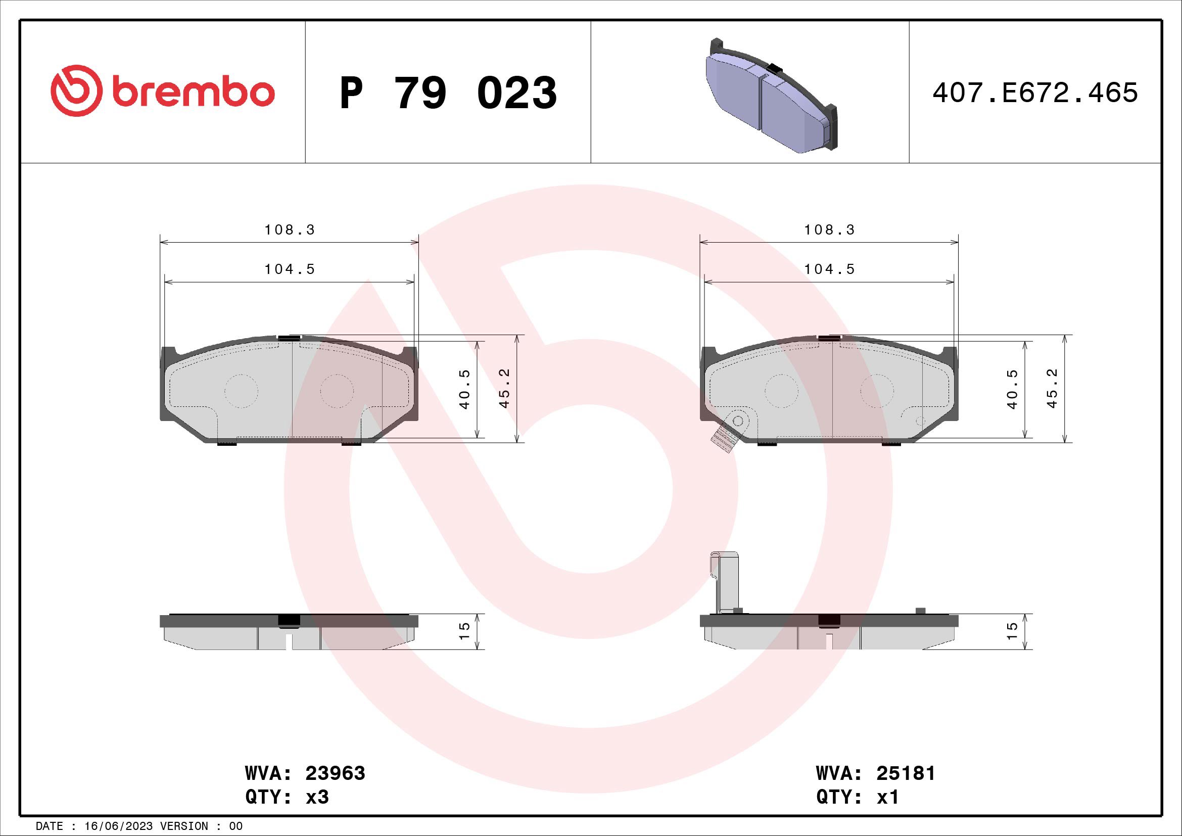 BREMBO Sada brzdových doštičiek P 79 023