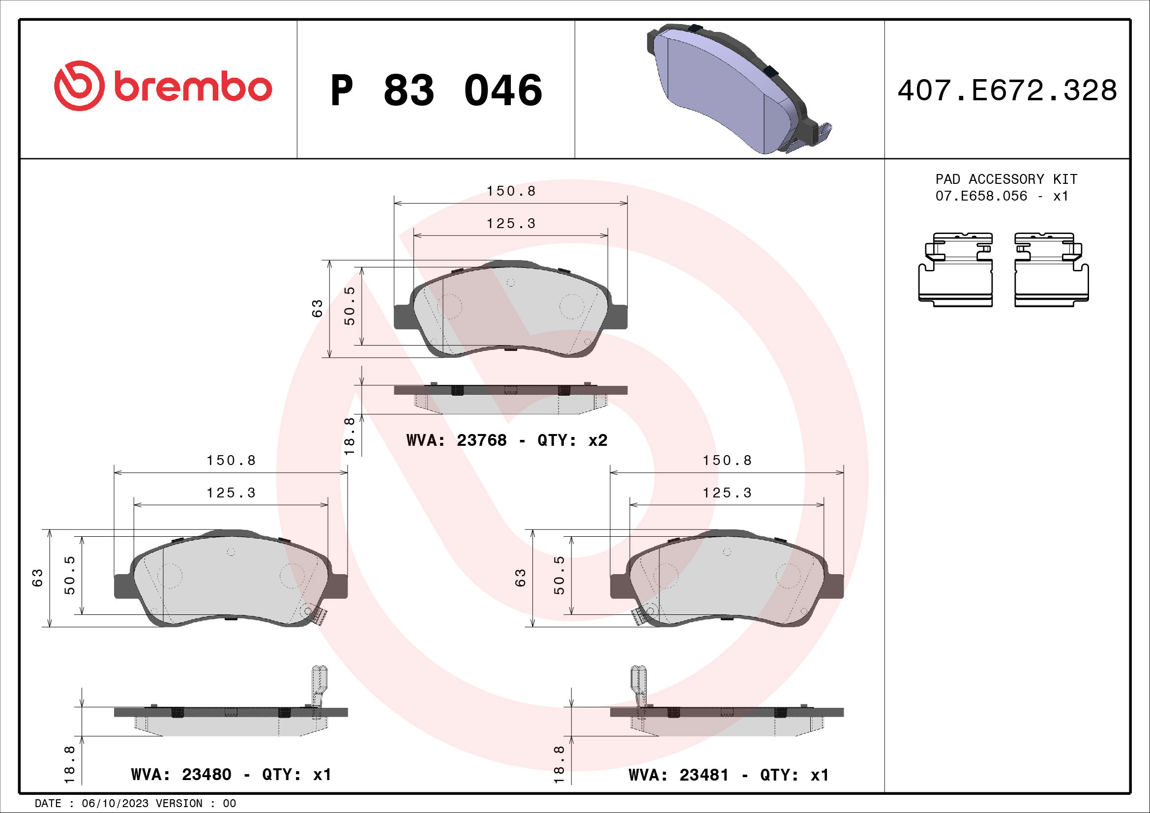 BREMBO Sada brzdových doštičiek P 83 046