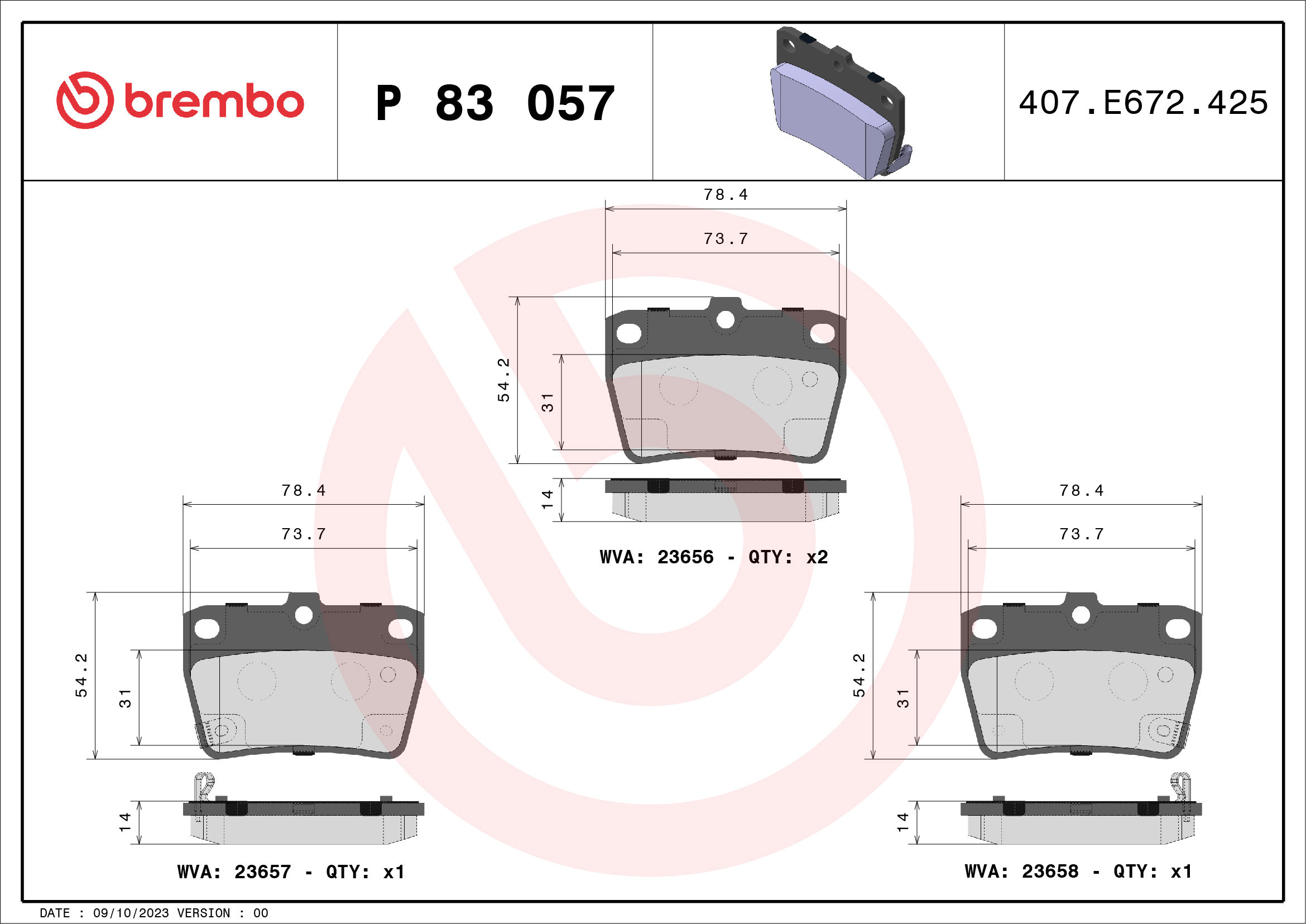 BREMBO Sada brzdových doštičiek P 83 057