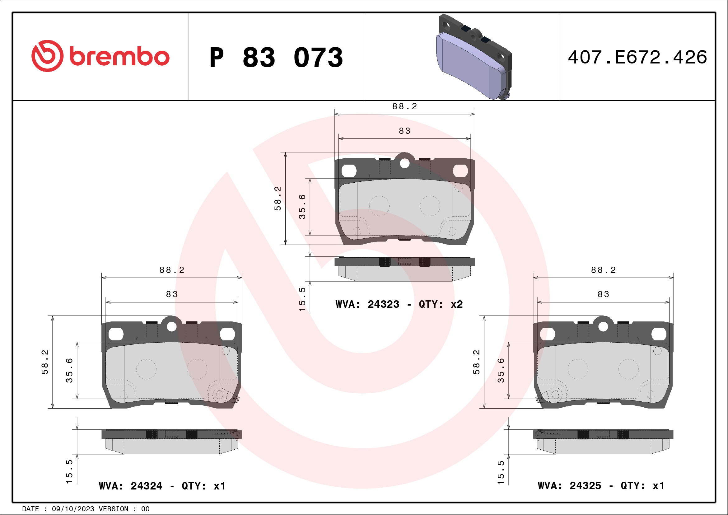 BREMBO Sada brzdových doštičiek P 83 073