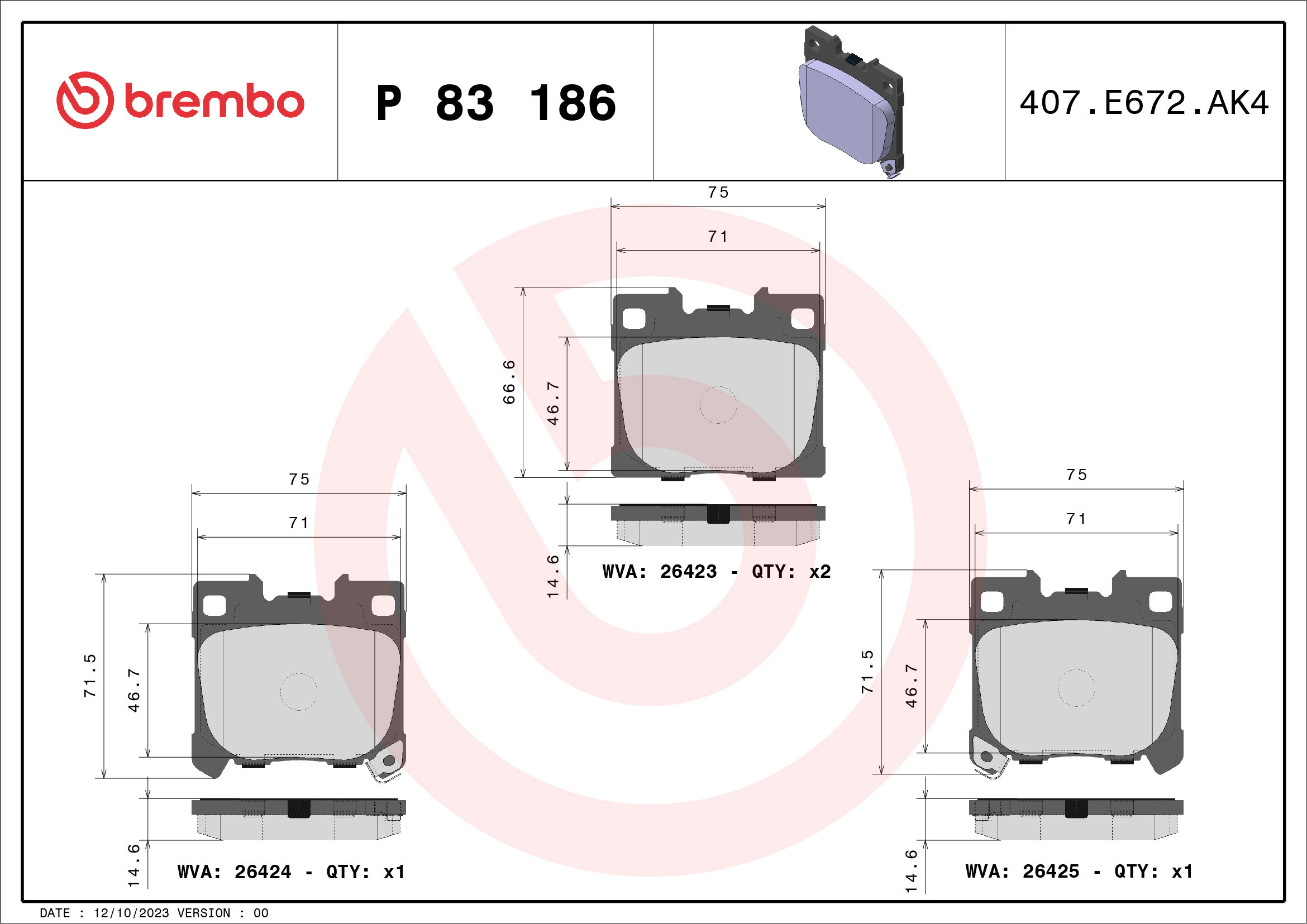 BREMBO Brzdové doštičky P 83 186