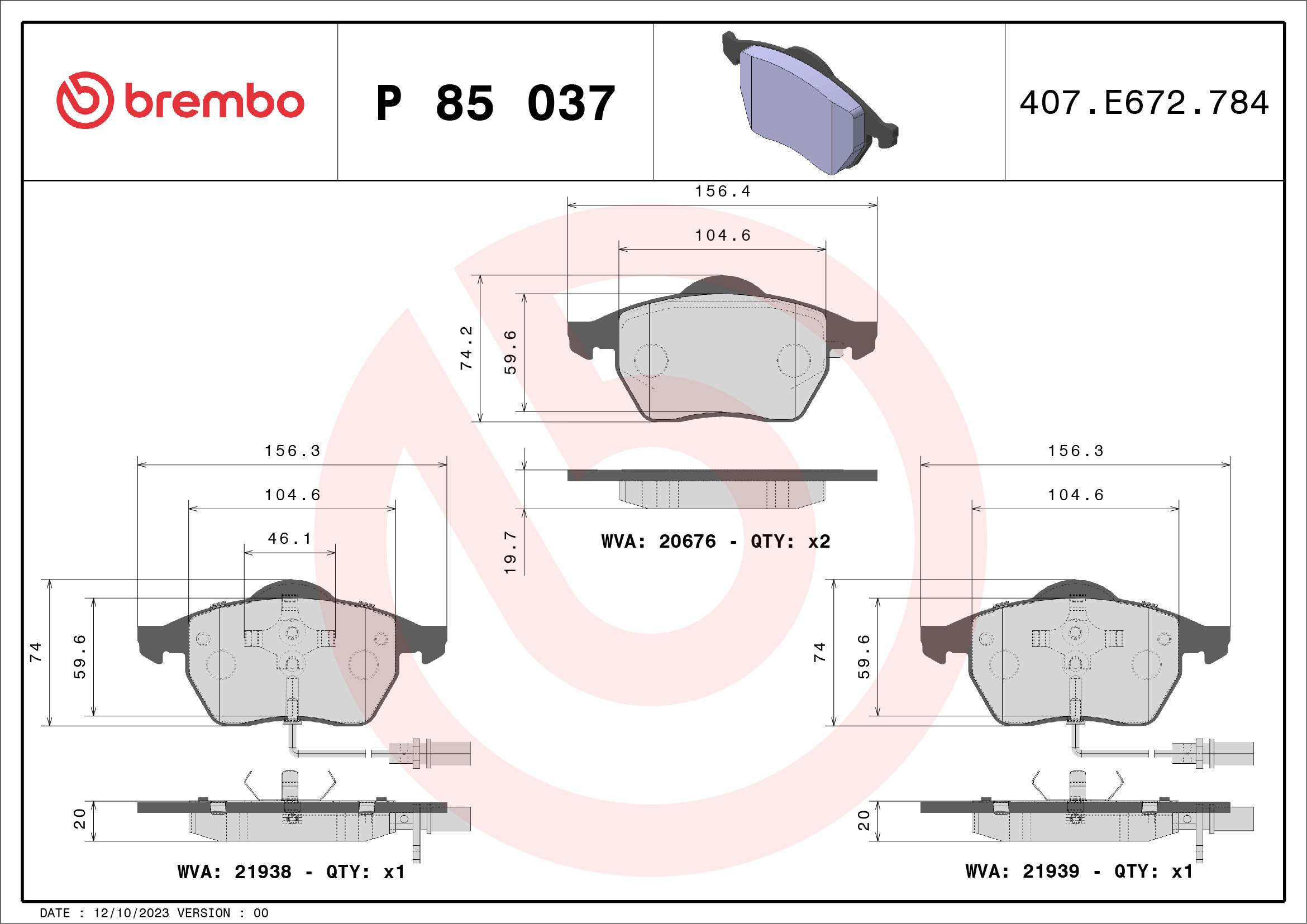 BREMBO Súprava brzdových doštičiek P 85 037X