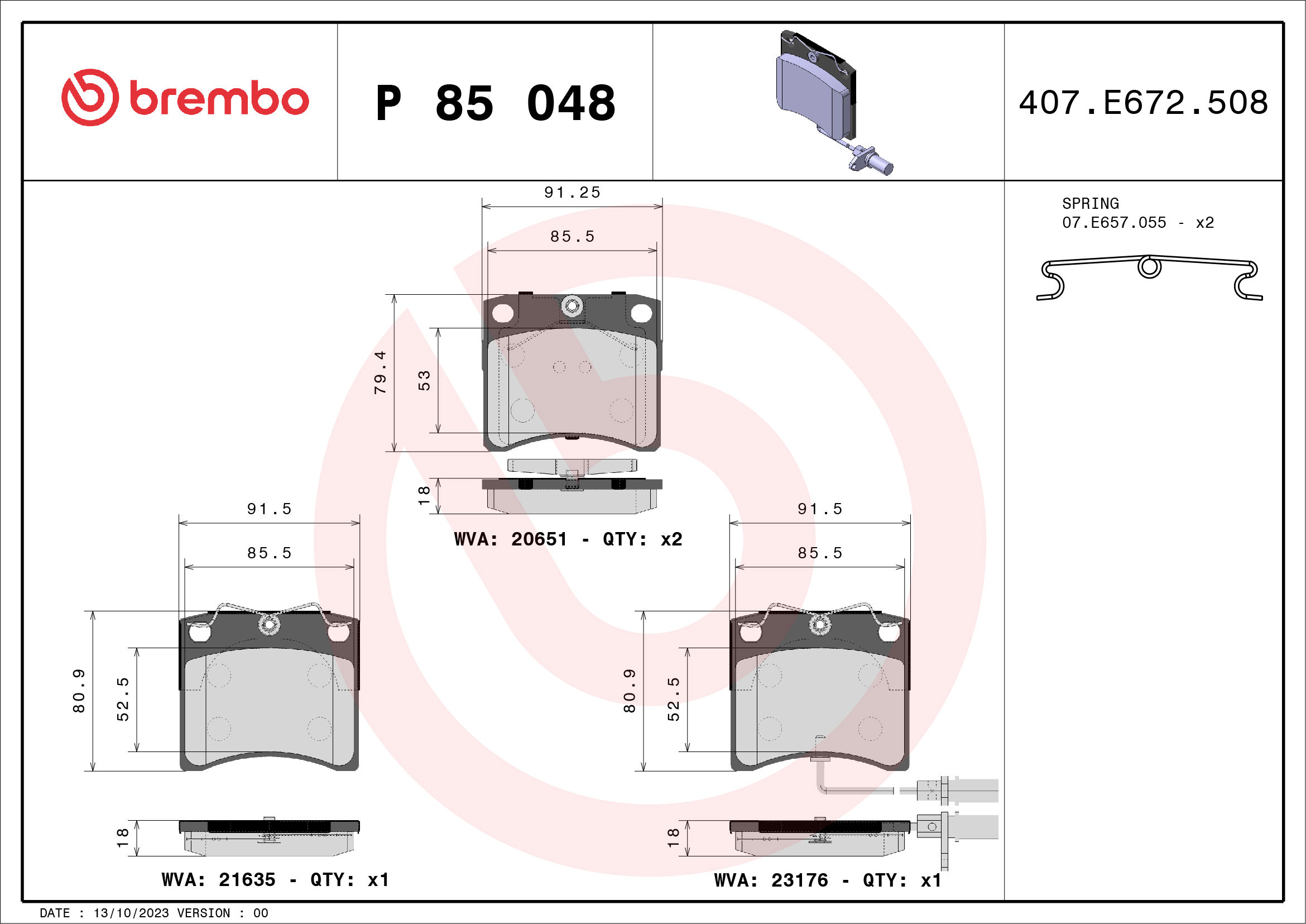 BREMBO Sada brzdových doštičiek P 85 048