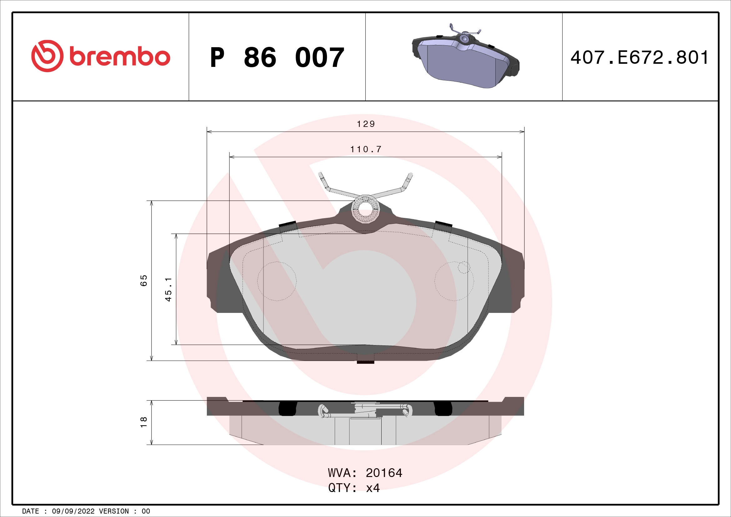 BREMBO Súprava brzdových doštičiek P 86 007