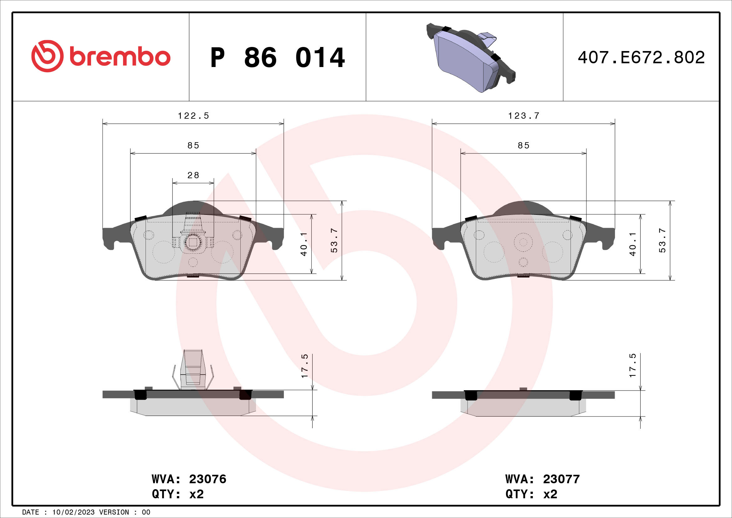 BREMBO Súprava brzdových doštičiek P 86 014