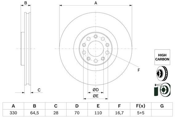 BOSCH brzdový kotúč 0 986 479 E88, súprava 2 ks