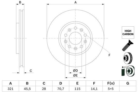 BOSCH brzdový kotúč 0 986 479 F03, súprava 2 ks