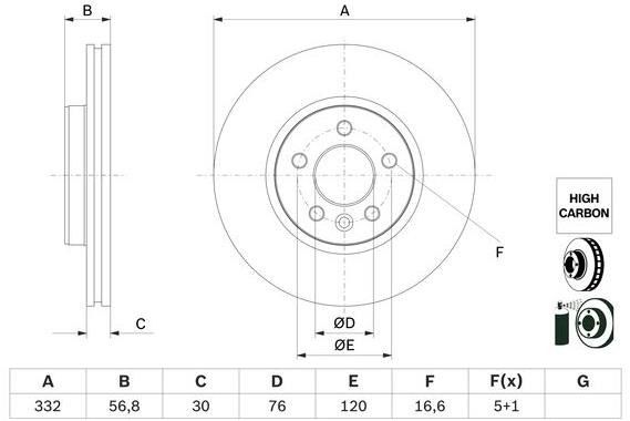 BOSCH brzdový kotúč 0 986 479 F04, súprava 2 ks