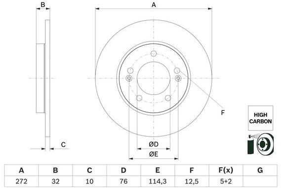 BOSCH brzdový kotúč 0 986 479 G30, sada 2 ks