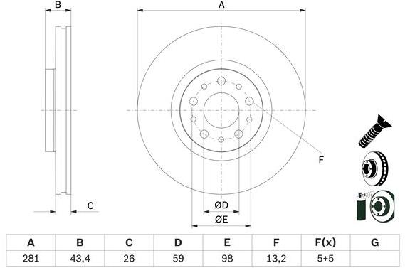 BOSCH brzdový kotúč 0 986 479 G82, súprava 2 ks
