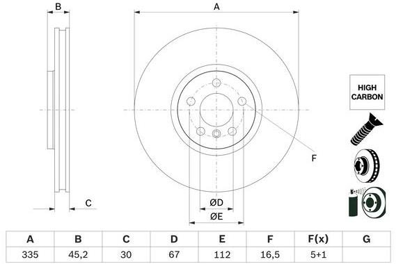 BOSCH brzdový kotúč 0 986 479 H10, súprava 2 ks