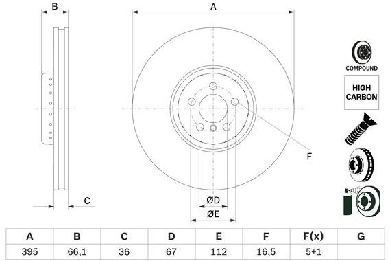 BOSCH brzdový kotúč 0 986 479 H12, súprava 2 ks