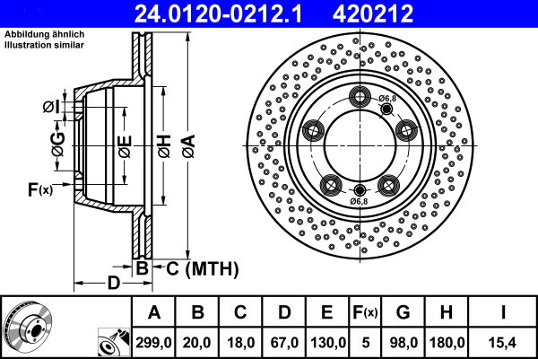 ATE 420212 brzdový kotúč 24.0120-0212.1, sada 2 ks