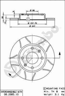 BREMBO brzdový kotúč 08.2985.75, súprava 2 ks