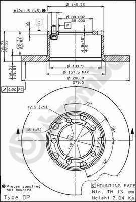 BREMBO brzdový kotúč 08.3959.20, súprava 2 ks