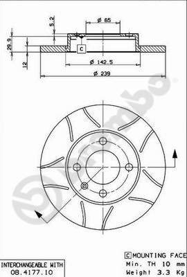 BREMBO brzdový kotúč 08.4177.75, súprava 2 ks