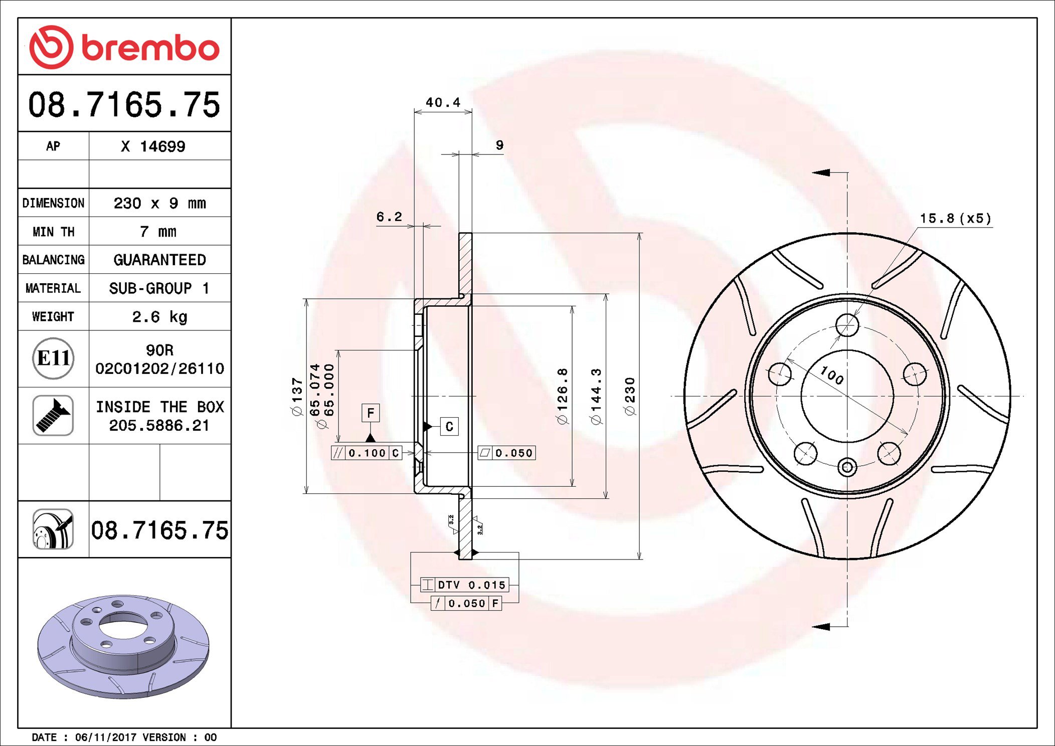 BREMBO Kotúč bŕzd OCT/FAB ZADNÝ BREMBO MAX 08.7165.75, sada 2 ks