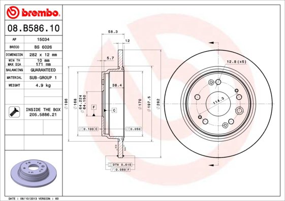 BREMBO brzdový kotúč 08.B586.10, súprava 2 ks